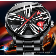 Hot Sales Men Sports Car Men Quartz Watche Waterproof Sports Rim Hub Wheel Wristwatch Top Brand Luxury Car Men's Watches Stain